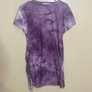 Purple tie dye side scrunch slim dress
